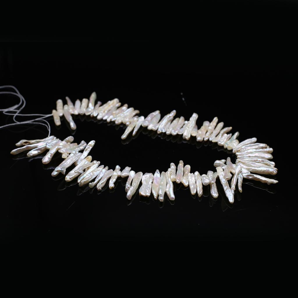 Top Sided Drilled Hole Pearl 28×5mm, Baroque Natural Freshwater Pearls Beads for Jewelry Making DIY Necklace Accessories, Mother's Day Crafts 36cm