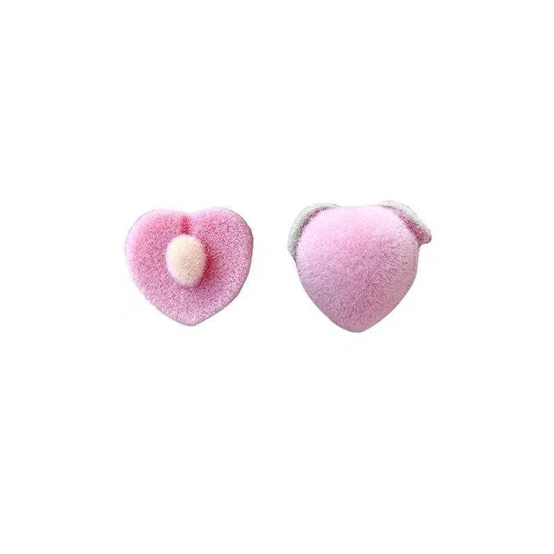 Asymmetrical Peach Stud Earrings New Silver Peach Earrings Autumn and Winter Niche Design Temperament Earrings
