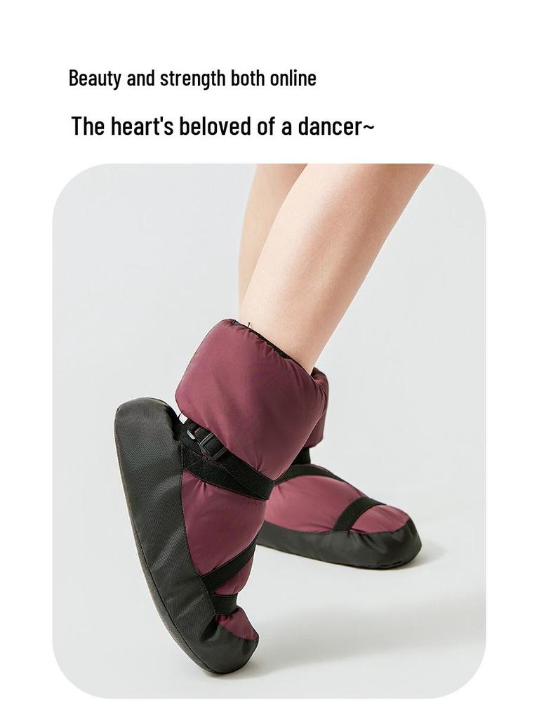 Cozy Velvet-Lined Strappy Ballet Practice Shoes