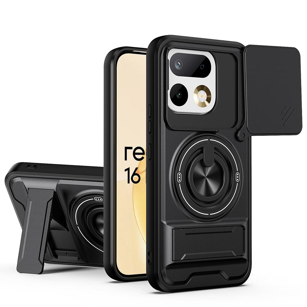 KEYSION Magnetic Phone Case for Realme 16 Pro 5G 16 Pro+ 5G Slide Camera Protection Upright Kickstand Ring Shockproof Back Cover