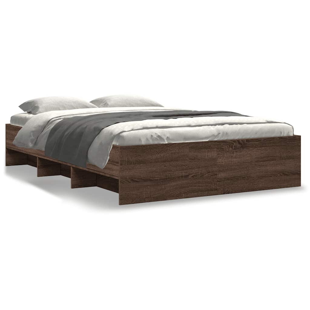 Bed Frame Without Mattress Brown Oak Look 120 X 200 Cm Engineered Wood