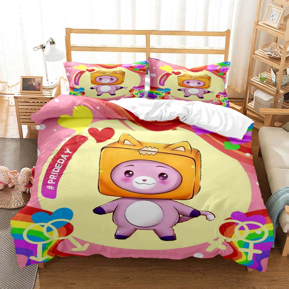 Lankybox Foxy Boxy Cute Cartoon 3D Printed Bedding Queen Bedding Set Customized King Size Bedding Set Soft and Comfortable