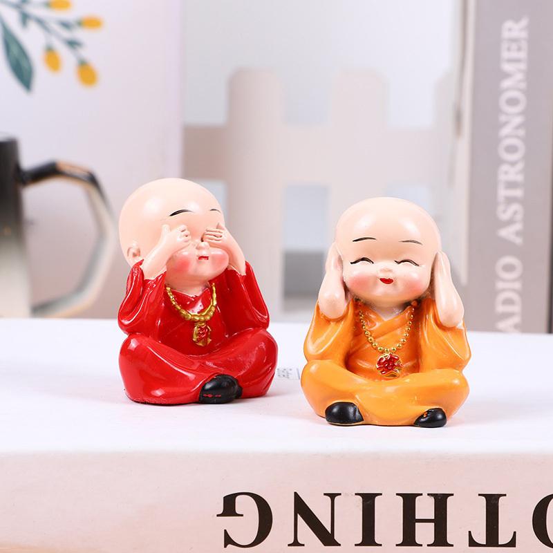 

4-Piece Miniature Monk Necklace - Multi-Functional Resin Decoration Suitable For Home, Office And Car Decoration. A