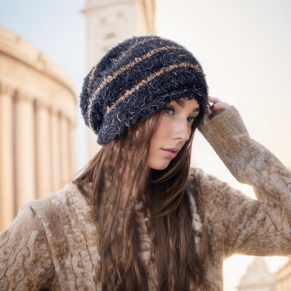 Loogdeel Снуд-шарф однотонный Теплая шапка-бини для женщин Осень Зима Женская шапка-бини Женская эластичная вязаная шапка-бини