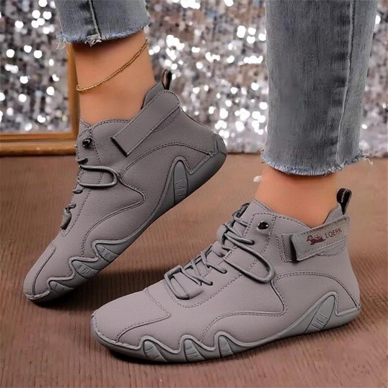 Women's Lace Up High Top Shoes Breathable Fashionable Soled Shoes Outdoor Walking Waterproof Multifunctional Women's Bare Boots