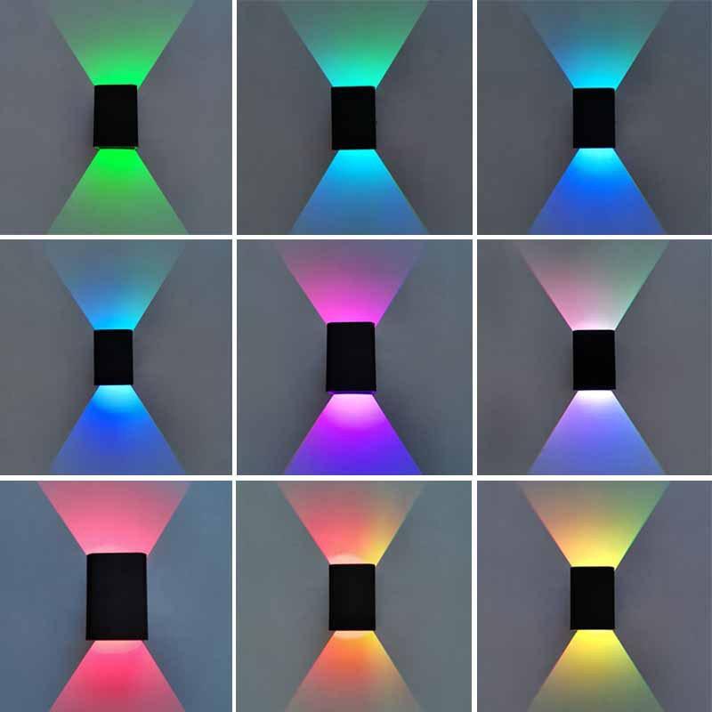 Modern Indoor RGB 5W LED Wall Lamp Up and Down Decorate Wall Sconce bedroom bedside colorful Wall Light With Remote Controller