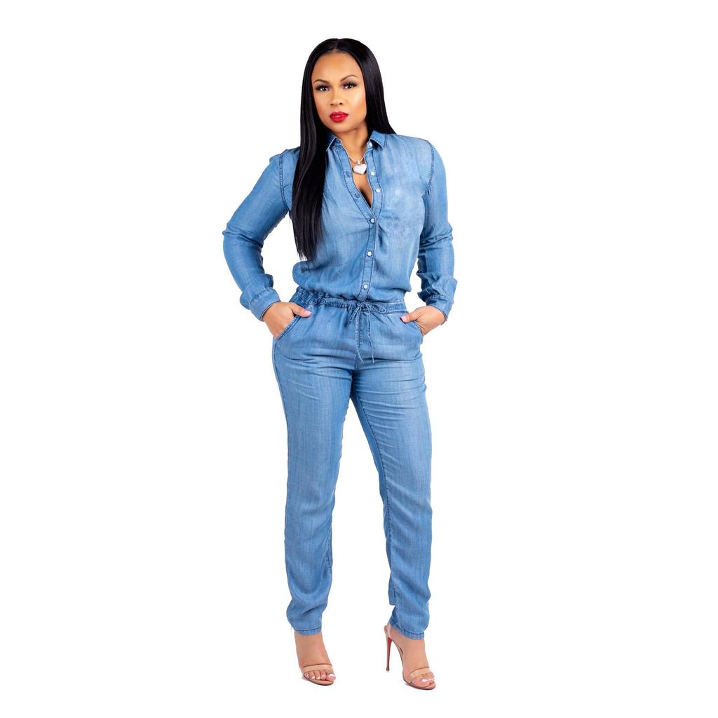 Women's Slim Fit Fashion Bandage Jeans Jumpsuit