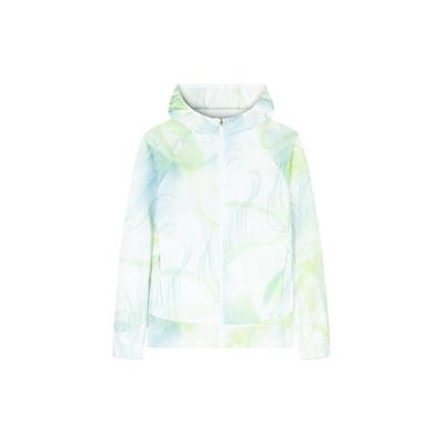 Full Print Gradient Zip-Up Hooded Sports Jacket Women Outerwear Water-Cloud-Blue 162425606-1