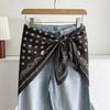 White Floral Small Silk Scarf Triangle Scarf Headscarf Belt Women's Decoration with Skirt Jeans Waist Accessories Fart Curtain