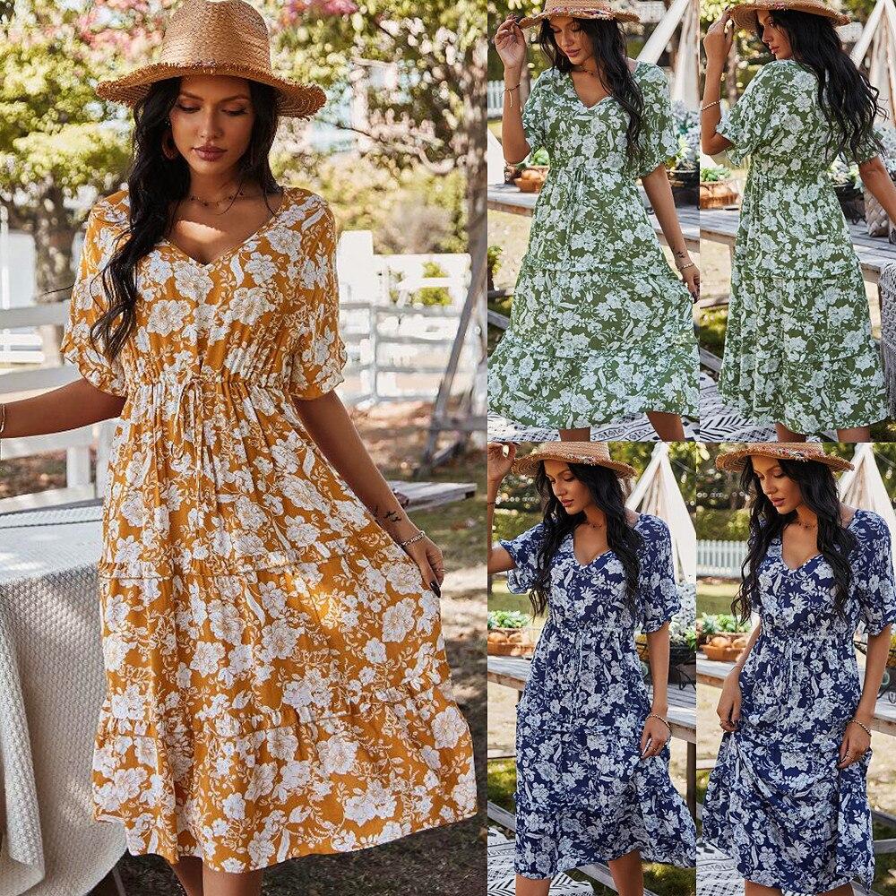 Buy Floral Dress Women Spring Summer Cotton Dress Stylish And Elegant 3