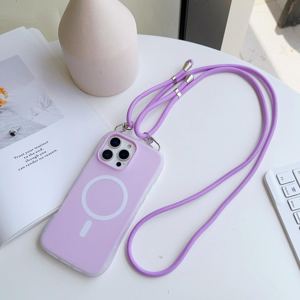 Bonbonfarbene Katzenohr Magnetische Schlanke Taille Handyhülle mit Langem Lanyard für iPhone 17 16 15 14 13 12 11 Pro Max + Plus Hülle