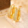 Exquisite Zircon U-shaped Earrings for Women,18K Gold Color Hoop Earrings,Classic Geometric Jewelry Gifts