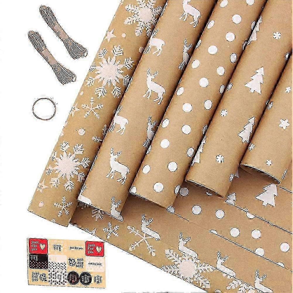 Christmas Birthday Party Wrapping Paper Sheets - 5 Papers Included