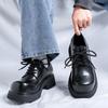 Herren- und Damen-Nischen-Derbyschuhe, Plateau, trendige Pendler-Schuhe mit großem Kopf, Werkzeugschuhe, britisches Stil-Höhenleder, 9511-R
