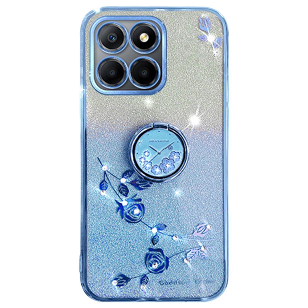 

KADEM Чехол для Honor X6b 4G с кольцом-подставкой, ТПУ, цветы, чехол для телефона с градиентным блеском Blue