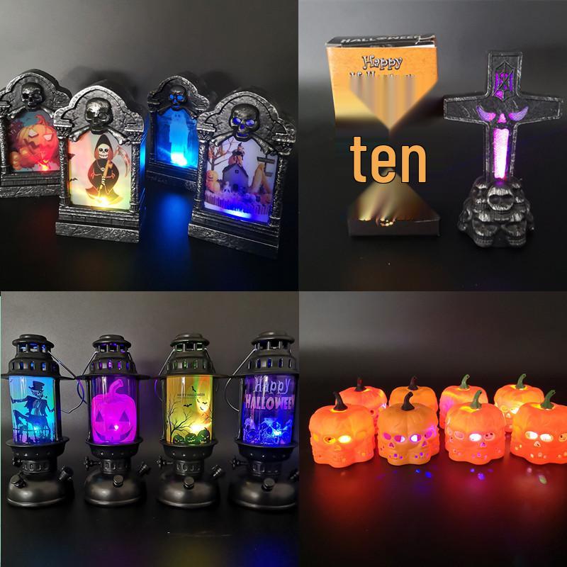Halloween Skull & Tombstone Lamp: Horror Decoration Prop