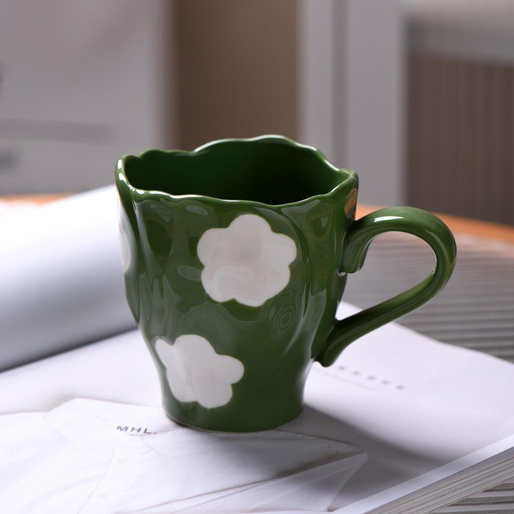 Cartoon Clouds Ceramic Cup Coffee Mug Children's Breakfast Hand-painted Irregular Flowers Mugs Coffee Cups Afternoon Tea Cup
