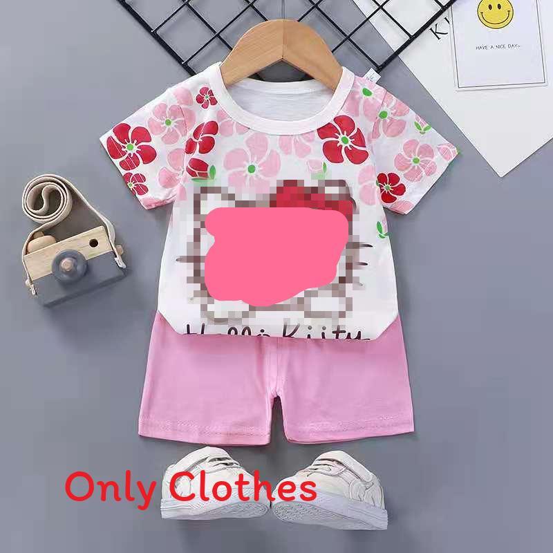 Baby Cartoon T Shirt Shorts Set With Cotton Fabric For Kids Ages 3 To 8