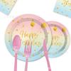 Hot Stamping Dot Theme Party Tableware Paper Plate Paper Towels Birthday Supplies Gradual Change Birthday Disposable Birthday Party