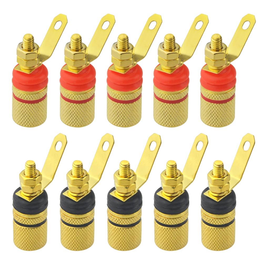 2-10pcs Premium Connector Set for 4mm Banana Plugs, Gold Plated Amplifier Speaker Binding Post Terminals