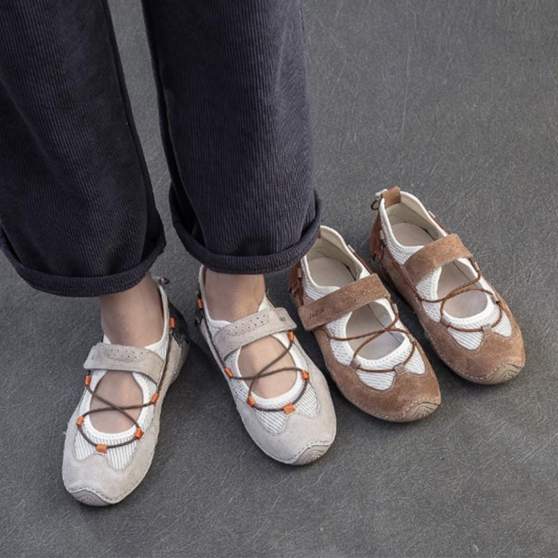 Johnature Breathable Mesh Sports Style Sandals Casual Versatile Soft Soled Women's Flat Shoes