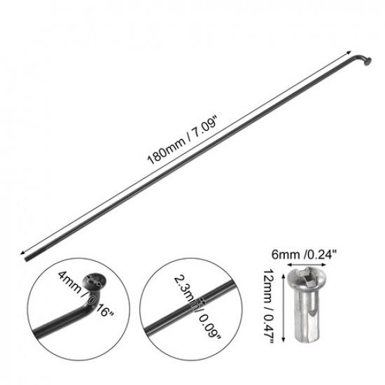 FOURTY Wheel Plated Spoke 13G Bike Spoke 180mm Length with Nipples Universal