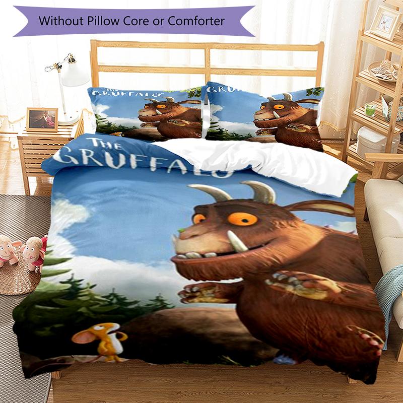 Ensemble de literie 3 pièces Le Gruffalo Housse de couette Fermeture Comprend 1 housse de couette et 2 taies d'oreiller, Doux et confortable pour toutes les saisons.