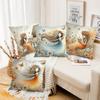 2D flat printing Girls with Flowers Design Decorative Throw Pillows Polyester pillowcase, sofa decorative cushion cov