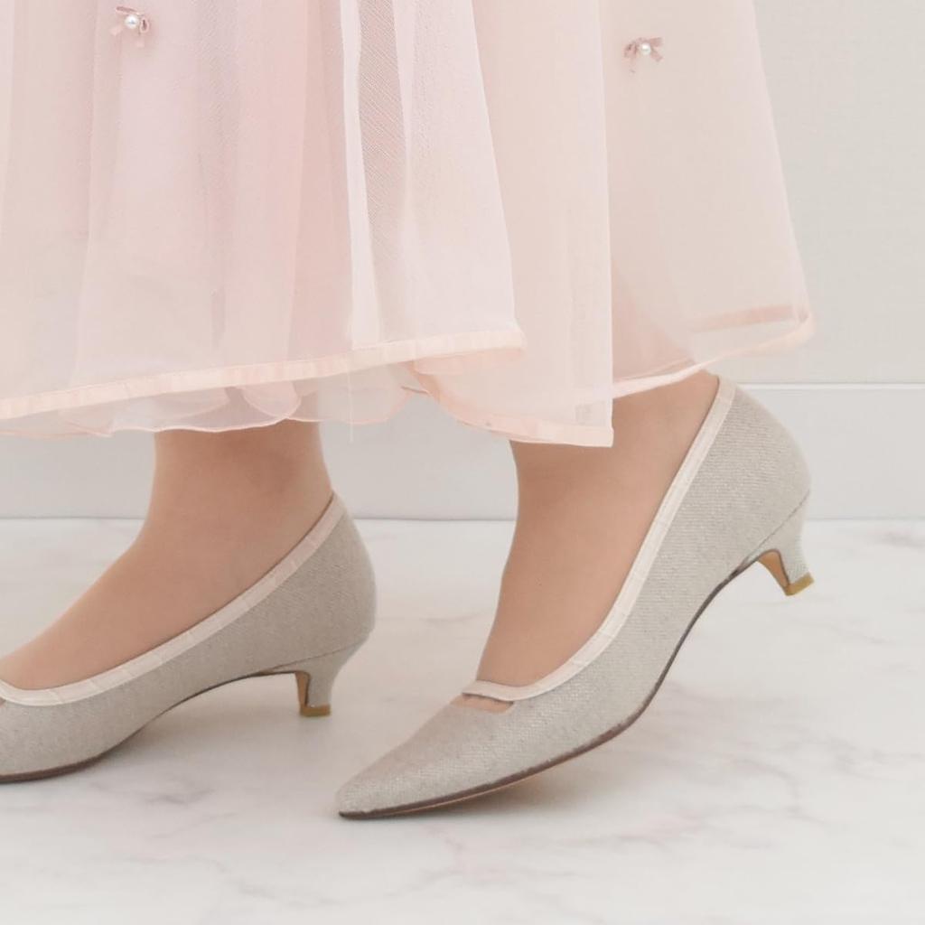 Bridget Birkin Women's Pointed Toe Pumps with Accented Instep, Beige, Size 23.5cm, 551031