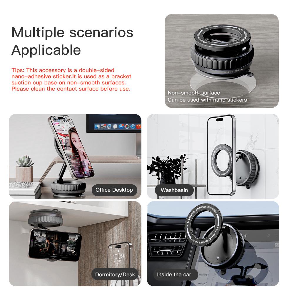 Car Vacuum Strong Magnetic Holder Foldable Suction Stand Adjustable Rotatable Mounts Motorcycle Phone Holder For iphone Samsung