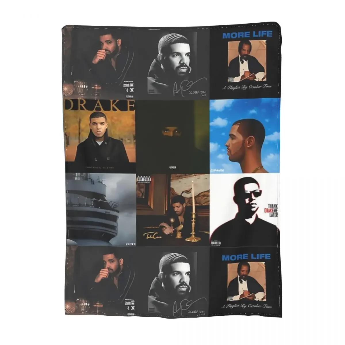 Music Drake Vintage Album Blanket Fleece Bed Throw Blankets Cozy Lightweight for Car Rug Piece hello kitty blanket blanket 75x90cm