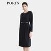 PORTS Women's 2024 Autumn/Winter Elegant Beaded Cinched-Waist Dress