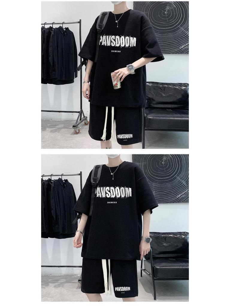 Teen Summer Fashion Suit: T-Shirt and Shorts Set for 12-15 Year Old Boys