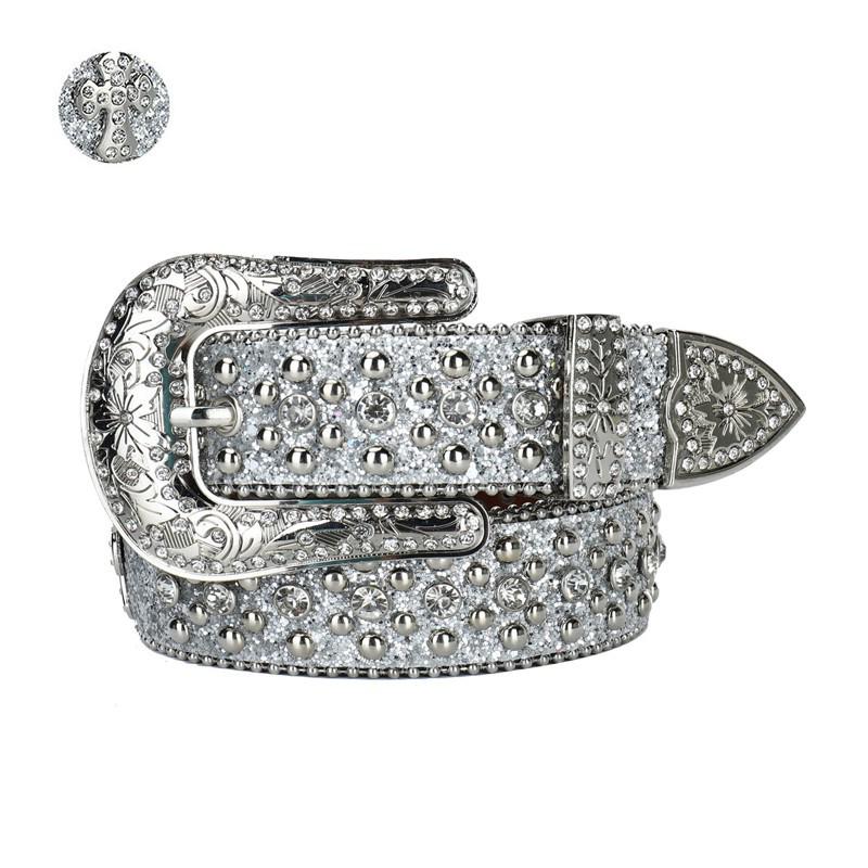 

Женский серебристый пояс со стразами - Европейский и американский модный тренд 105 cm