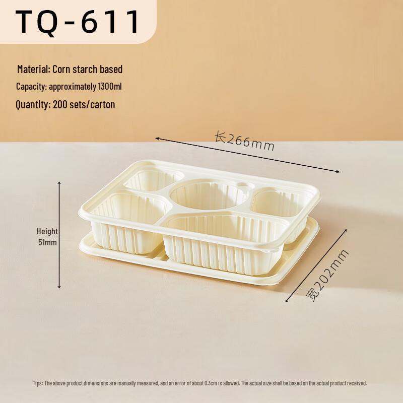 Eco-Friendly 5-Compartment Biodegradable Food Container