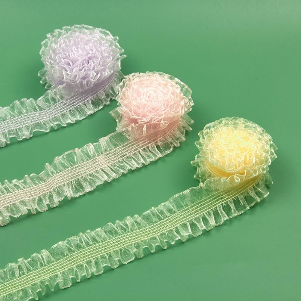 Colorful Elastic Lace Ribbon Polyester Stretch Lace Fabric New Ruffle Lace Trim  Clothing