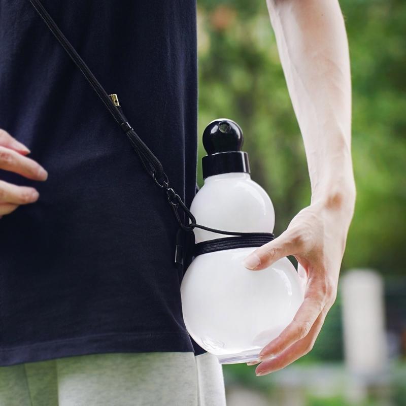 Gourd Shape Water Cup Large Capacity Water Bottle, Gourd Water Bottle with Shoulder Strap, Outdoor Hiking Water Bottle