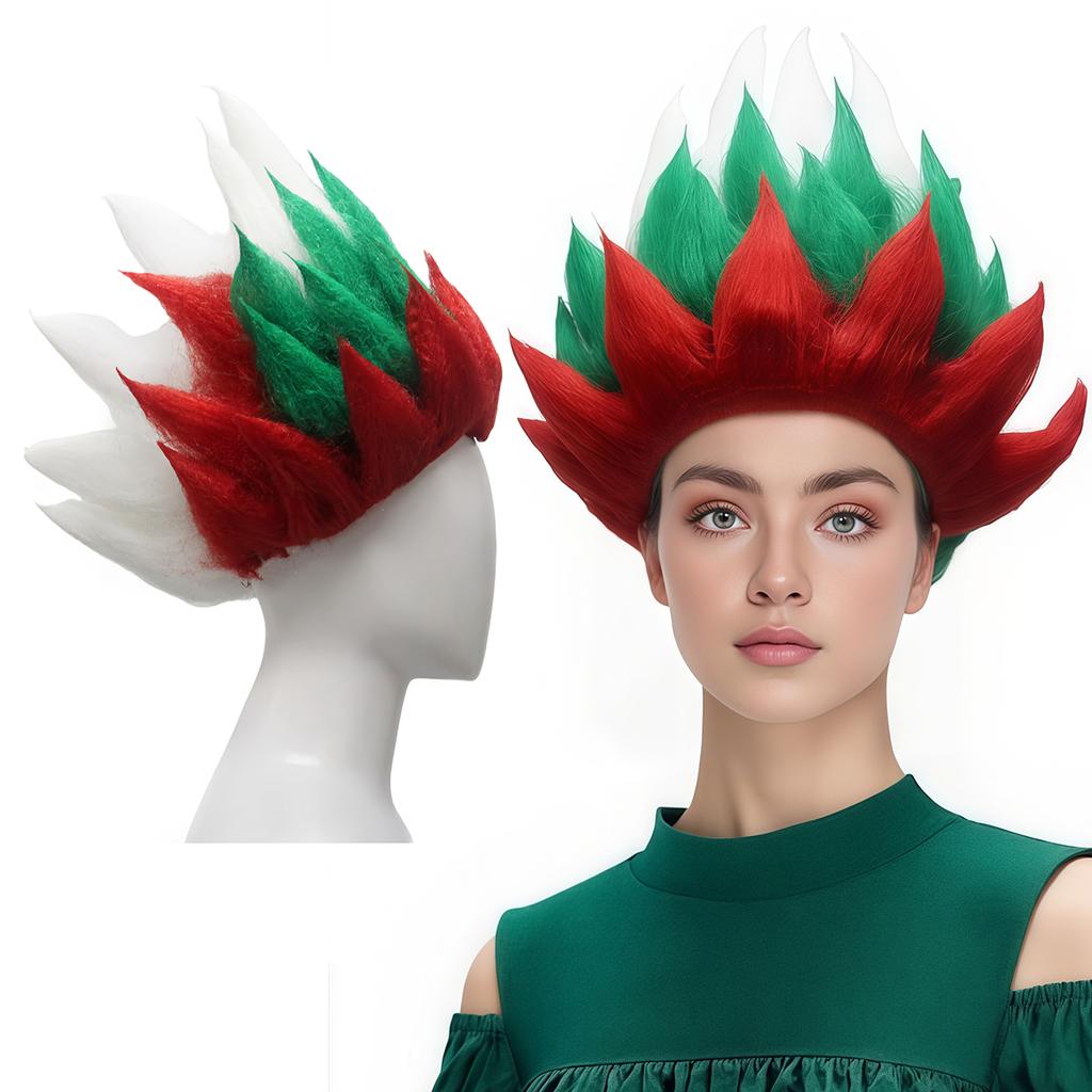 A variety of multi-color short straight anti-upturned pointed synthetic wig party entertainment wig holiday wig