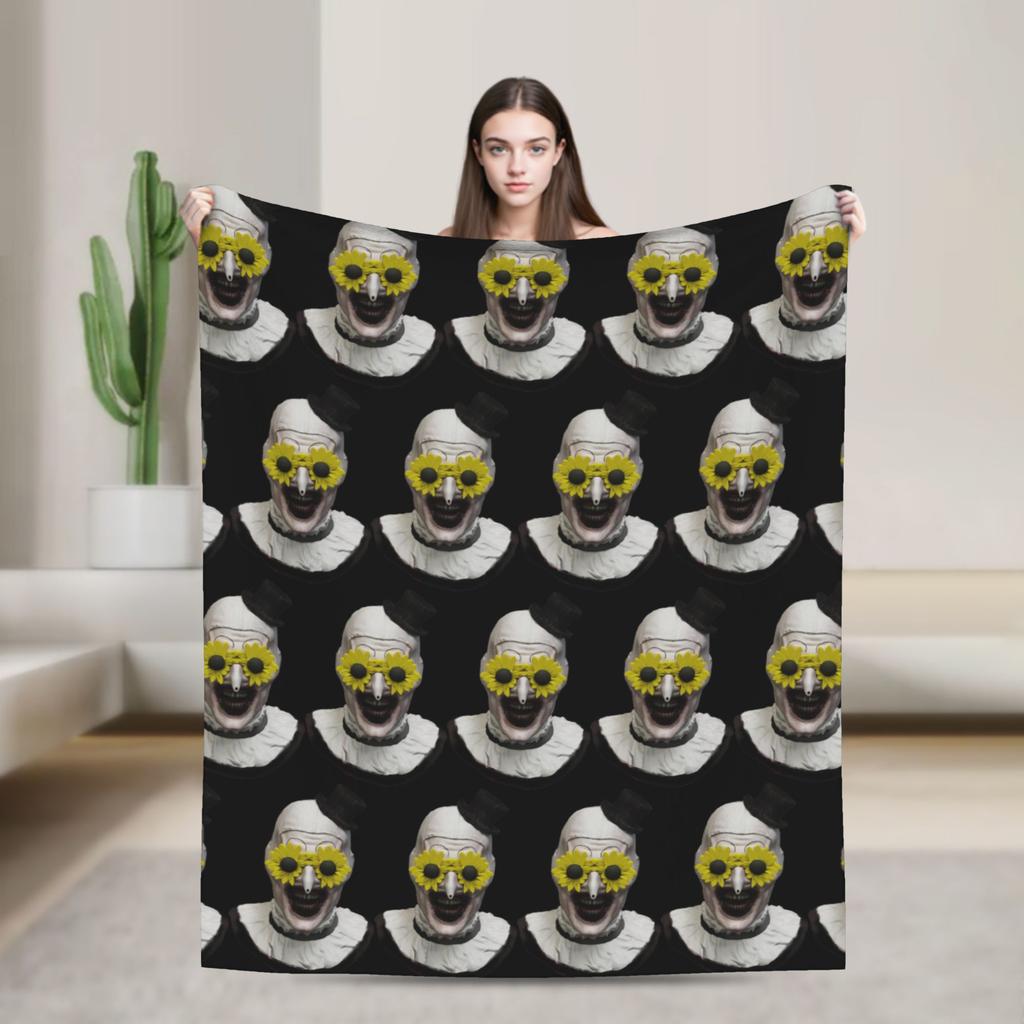 Terrifier 3 Merry Christmas Blanket Fleece Print Clown Movie Horror  Multifunction Soft Throw Blanket for Sofa Office Bedspread