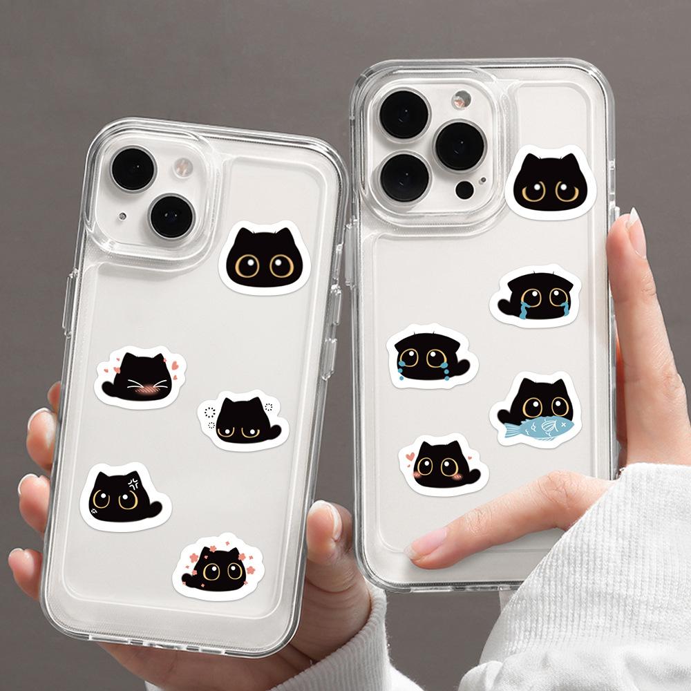 500pcs Cute Funny Black Cat Briquette Sticker Roll Kawaii Cartoon DIY Stationery Phone Luggage Sealing Sticker Reward Gift Toy