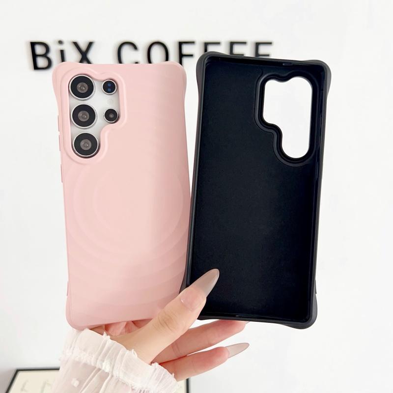 Per Custodia in Silicone con Motivo a Onde d'Acqua Samsung S2 S24 S23 Ultra Plus FE Ricarica Wireless Magnetica Protezione Bumper Copertura Morbida a Onda