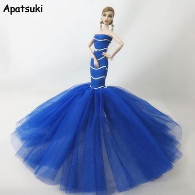 Blue Mermaid Doll Clothes For Barbie Doll Dresses Fishtail Wedding Dress For Barbie Dolls Clothes 1/6 Handmade Dresses Vestidoes