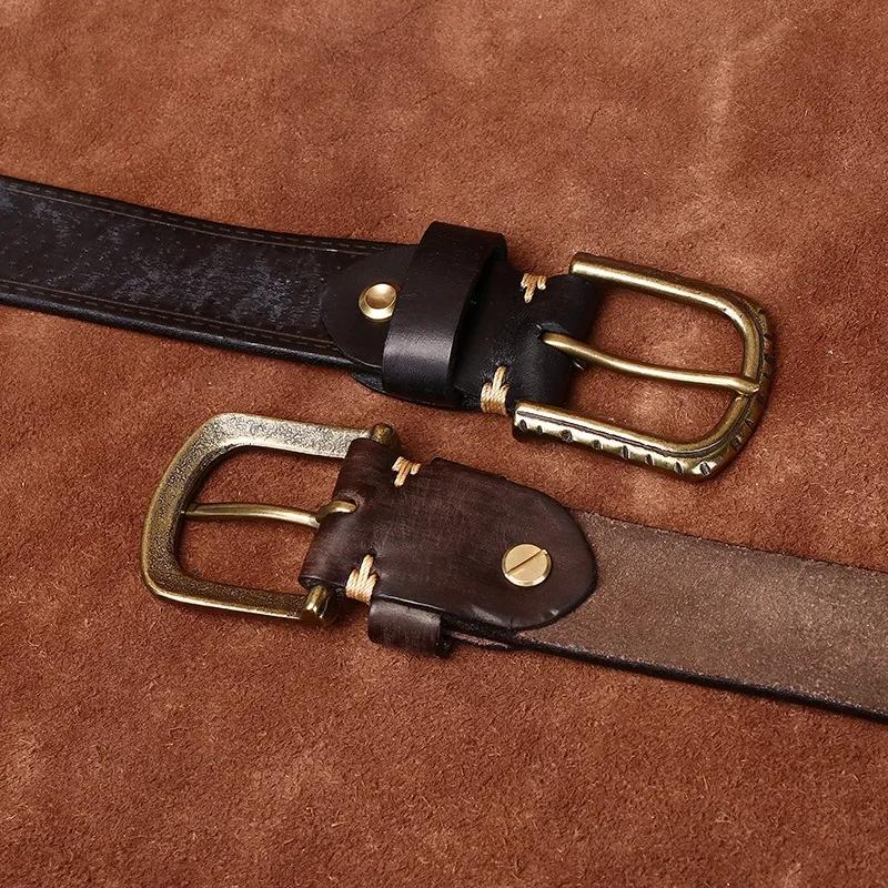 3,8 CM Wysokiej Jakości Czysta Skóra Bydlęca Prawdziwa Skóra Męskie Pogrubione Mosiężna Klamra Paski Retro Dżinsy Pasek na Talii Męskie Paski dla Mężczyzn