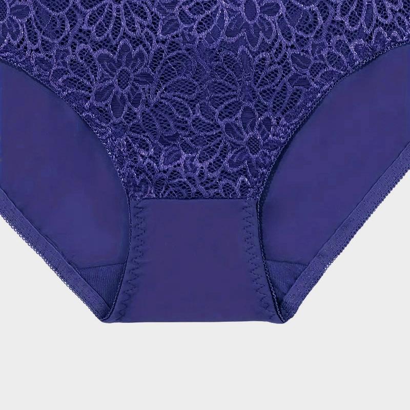 3Pcs Women Plus Size Ultra-Thin Panties Solid Color Floral Lace Patchwork Briefs 0Xl-5Xl