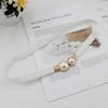 Elegant Double Pearls Buckle Elastic Women Belts Thin Straps Lady Girl Dress Skirt Decor Waistbands Trouser Dress Decoration