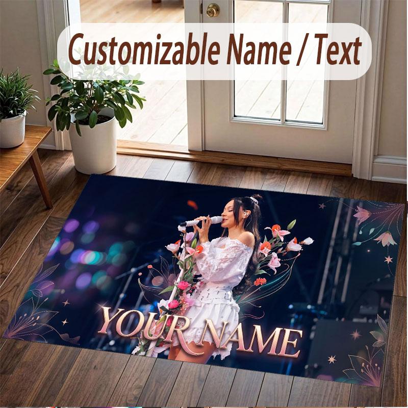 Custom Name Crystal Velvet Rug,Ayliva Comfortable Anti Slip Floor Mat For Room Decoration