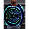 Cool 3D Vortex Print Long Sleeve T-Shirt, Stylish and Unique.