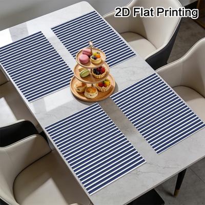 4pz/6pz Tovagliette a Strisce Bianche Blu | Tovaglietta per Pranzo Festivo, Tappetino per Cucina di Casa, Decorazione Tavola per Feste, Cena Indoor, Pasto Outdoor,