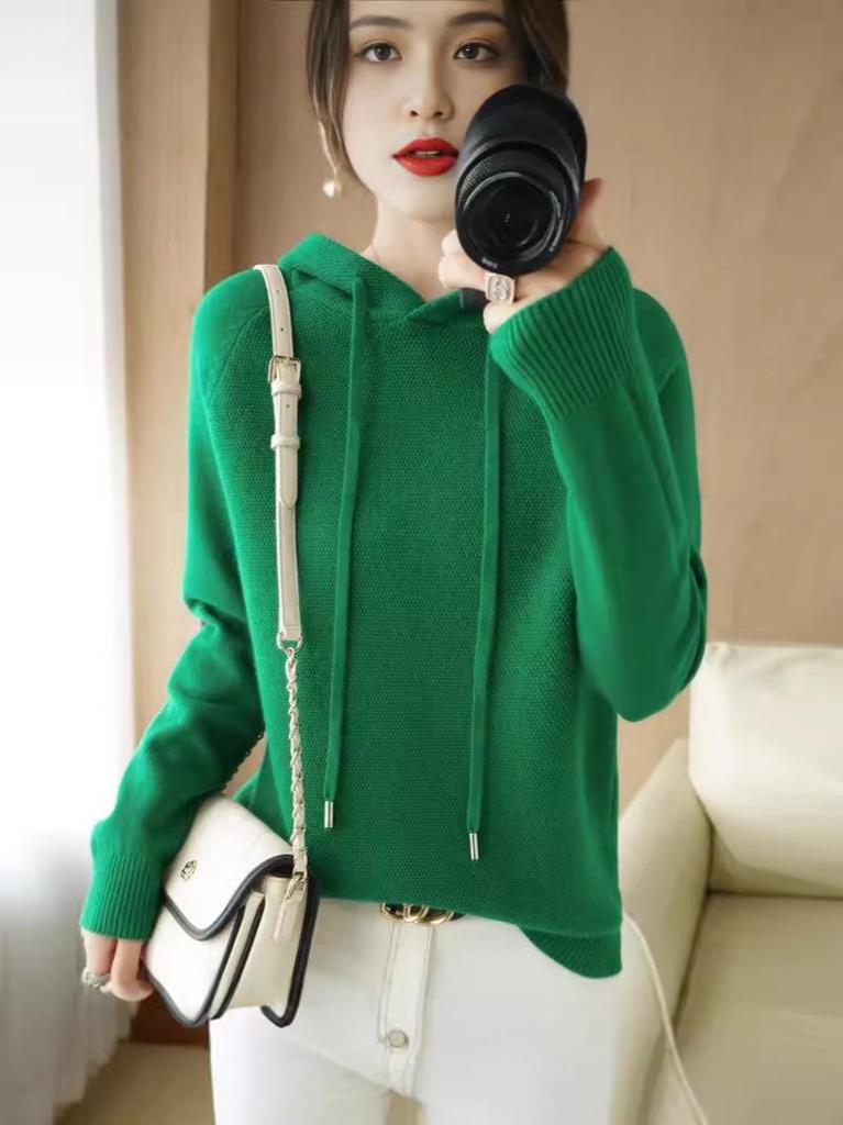 Women's Casual Plus Size Hooded Knitwear Sweatshirt for Spring/Autumn 2023