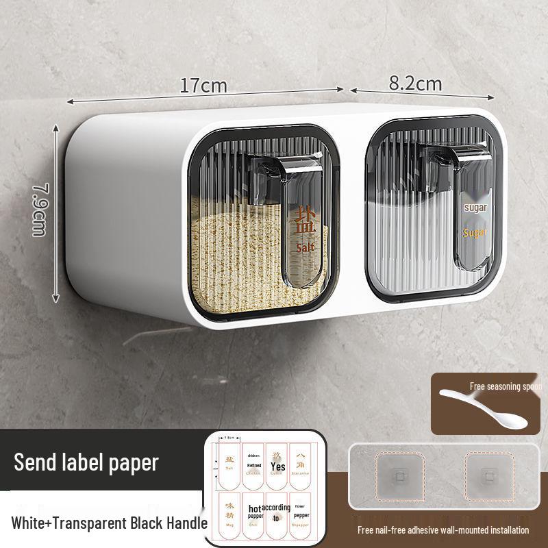 Wall-Mounted Punch-Free Dustproof Seasoning Box for Kitchen